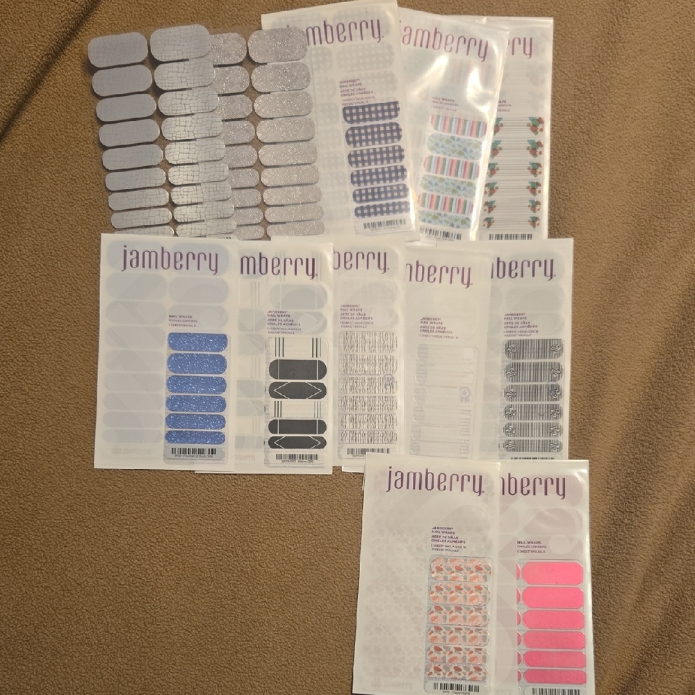 Jamberry Nail Wraps Set - Silver, Blue, Black, Pink Designs